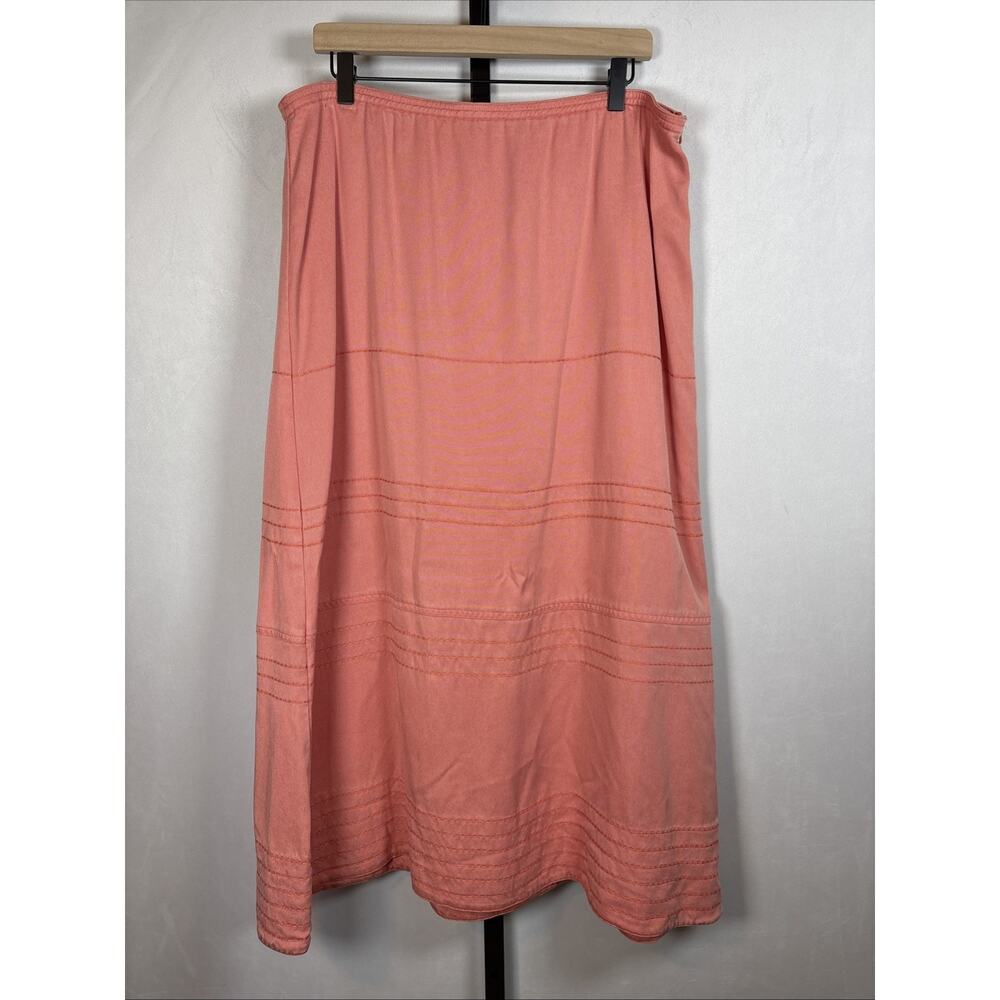 J Jill Embroidered A-Line Maxi Skirt Womens Large Pink Boho Lagenlook Romantic